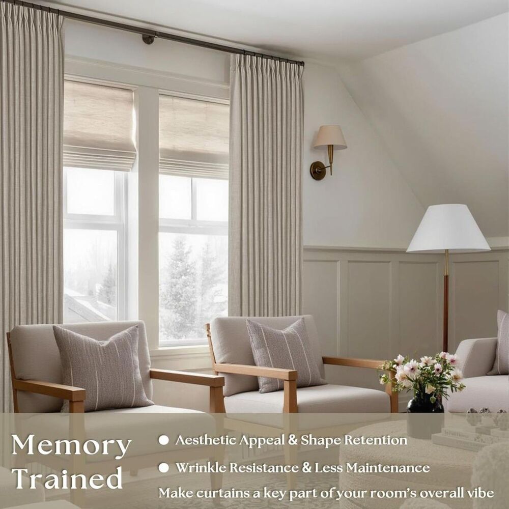 Brand New TWODRAPES Burlywood Birch Pinch-Pleat Curtains 40″ W × 84″ L –Set of 2